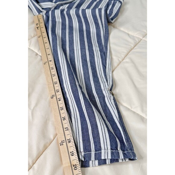 H&M Boys Striped Cotton Pants Size 7-8Y Blue White Roll Tab Cuffed Drawstring - Picture 8 of 11